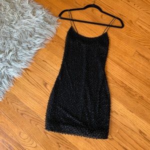 OH POLLY Black Drop A Glint Embellished Mini Dress